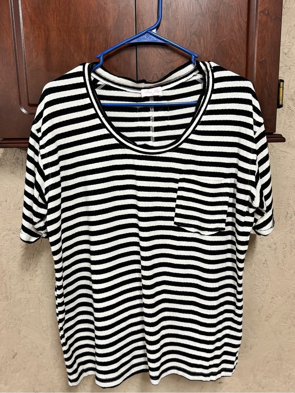 Black & White Striped Pocket Tee - Women